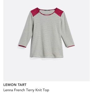 Lenna French Terry Knit Top Gray Striped (XL)